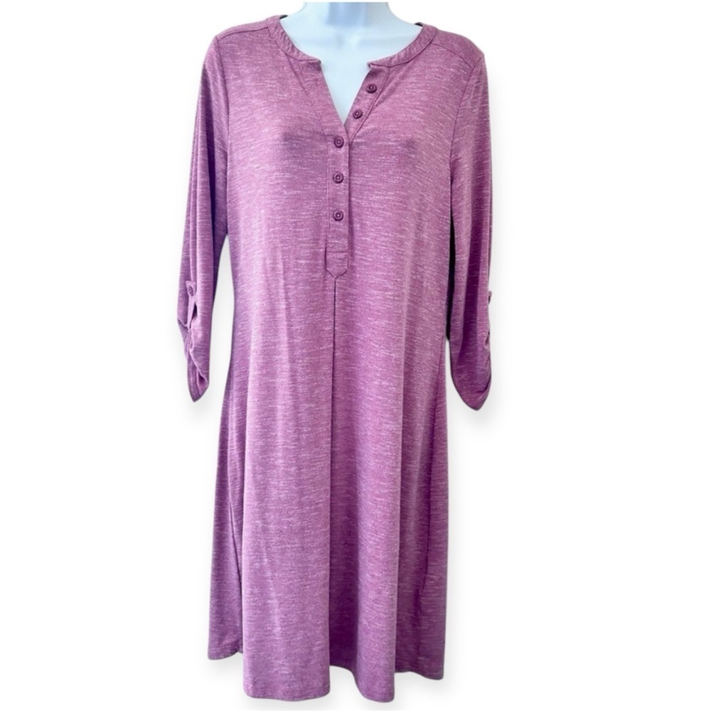 AVENTURA Women's Button Henley Westyn Casual Shirt Dress Heather Rose Size M